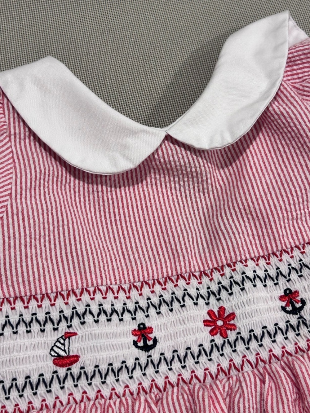Good Lad Seersucker Nautical Smocked Toddler Dress Size 3 - Picture 12 of 12